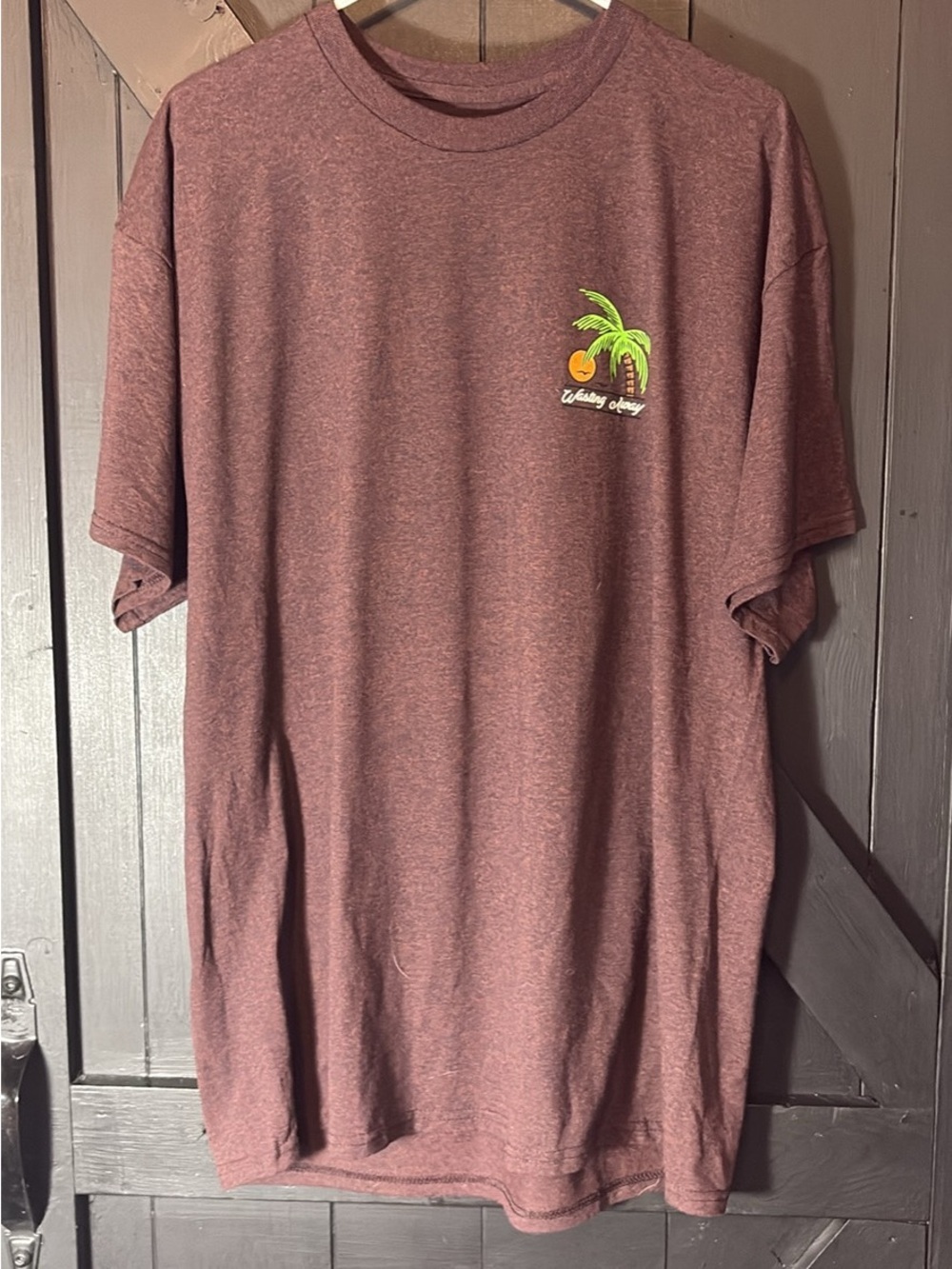 Retrofit Heather Maroon Short-Sleeve Tee with Embroidered Palm